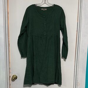 Flax Forest Green Button-Down Top